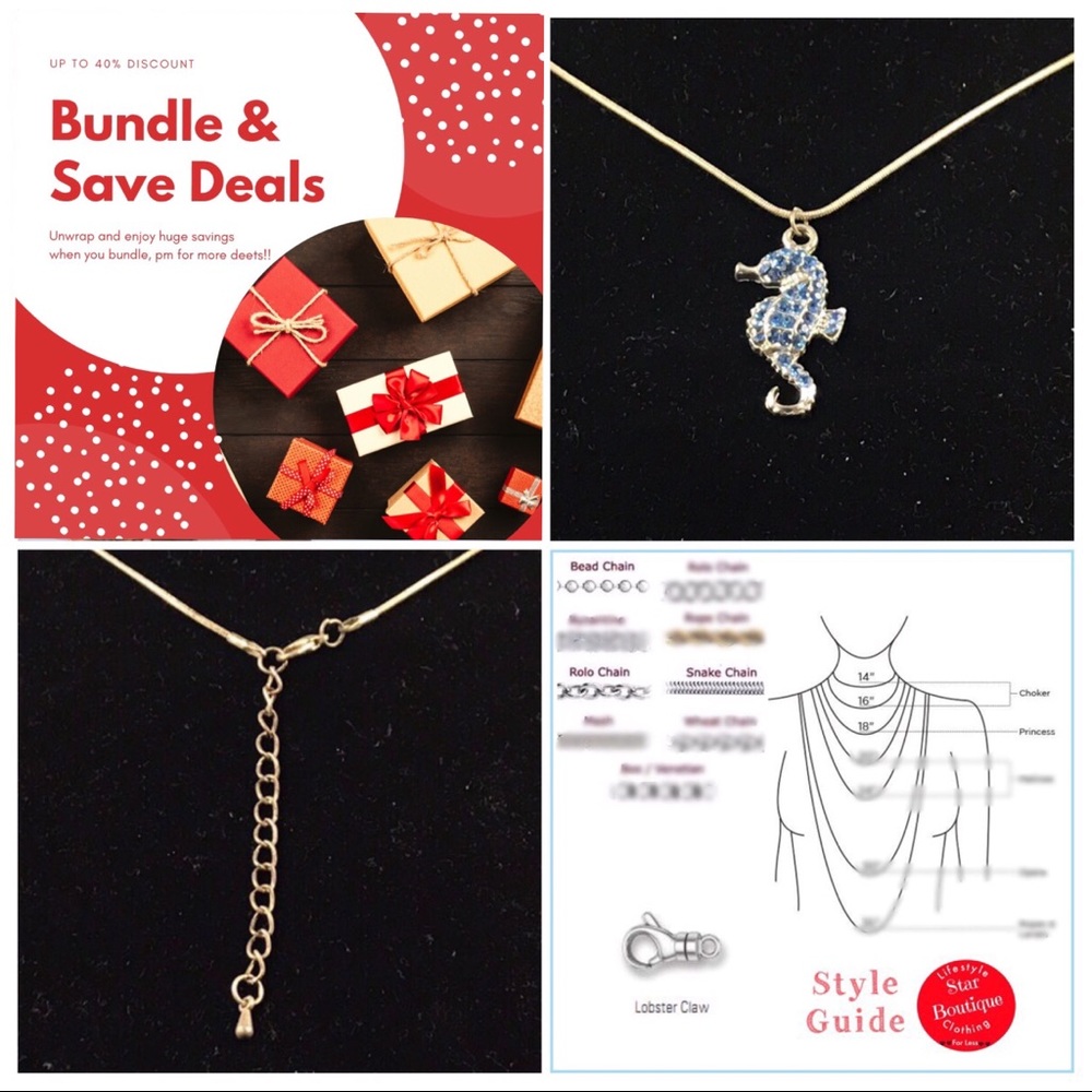 Blue the mermaid’s seahorse pendant & necklace